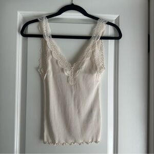 Madewell Lace Trim Cream Tank Top size Small NWT